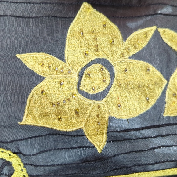 Sandy Starkman sz L Extremely Rare 100% Silk Button Down Sheer Beaded Blouse - Picture 8 of 9